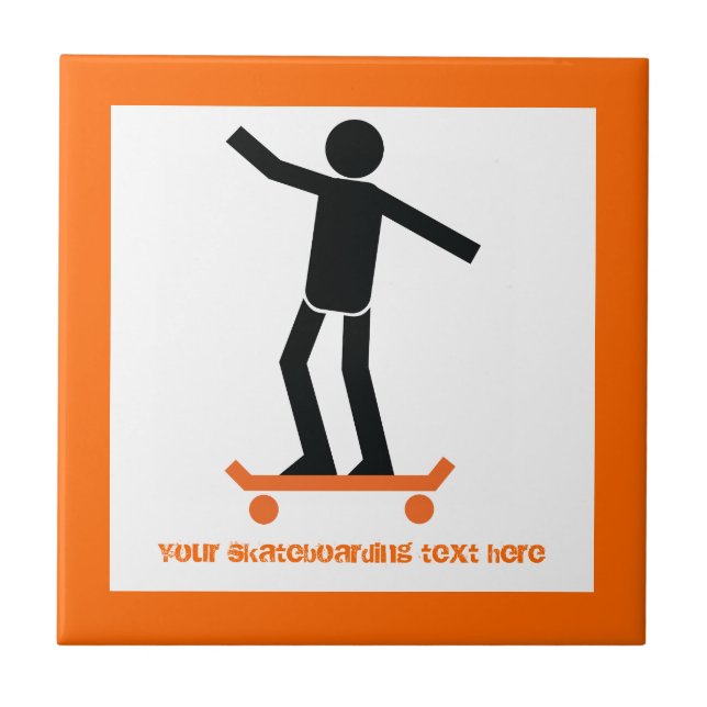 Skateboarder på sin anpassningsbar på skateboard kakelplatta (Framsidan)