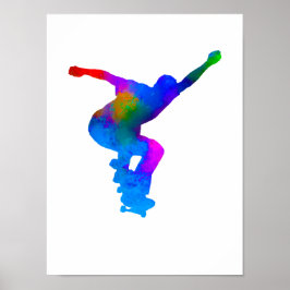 Skateboarder Paint Stänk Poster