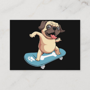 Skateboarder Pug Skateboarding Visitkort