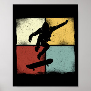 Skateboarder Retro Skater Vintage 80S Poster