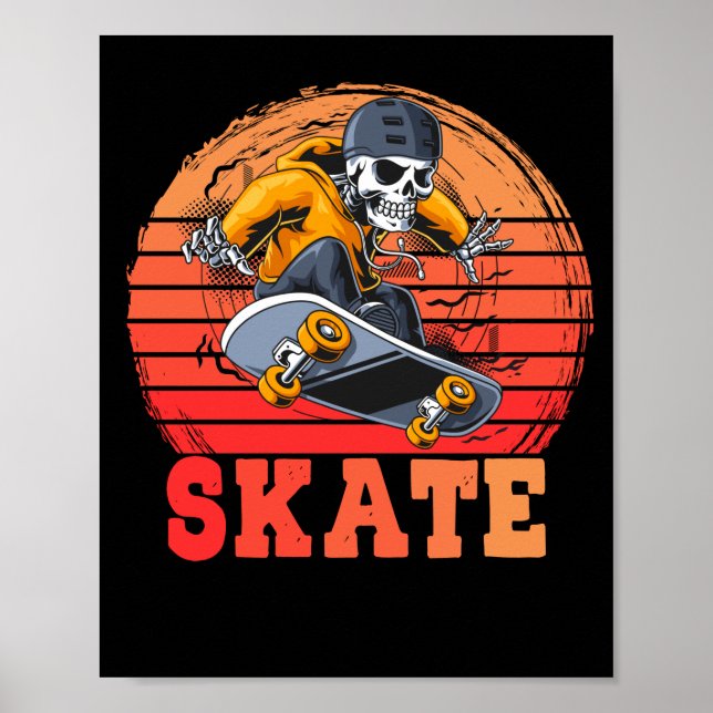 Skateboarder Retro Vintage Skateboarding Poster (Framsidan)