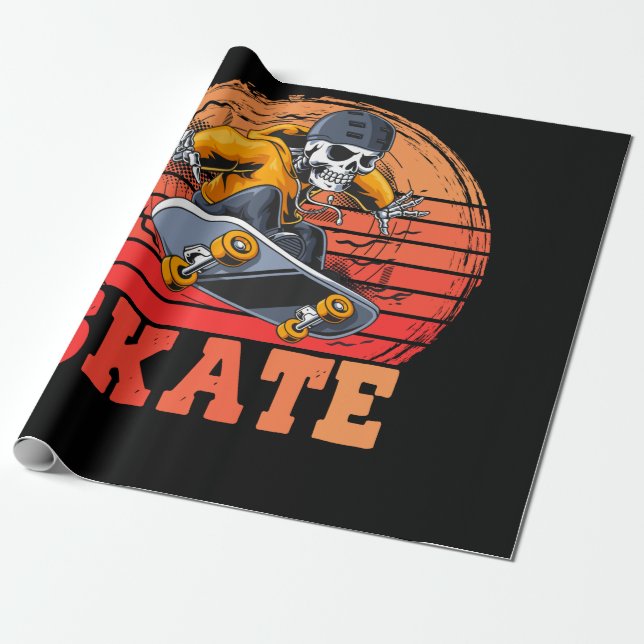 Skateboarder Retro Vintage Skateboarding Presentpapper (Utrullad)