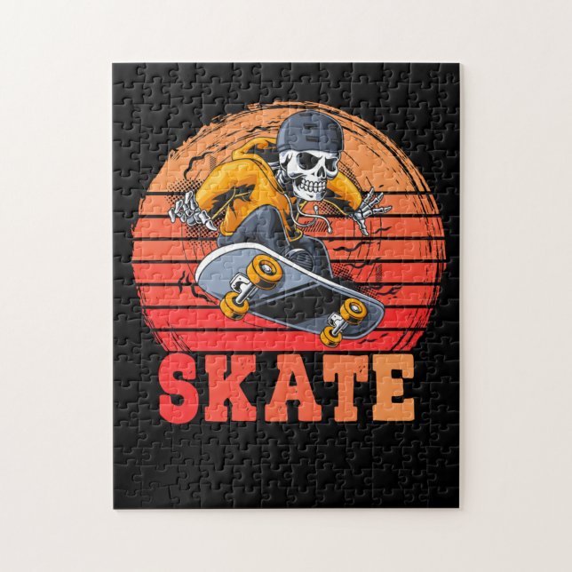 Skateboarder Retro Vintage Skateboarding Pussel (Vertikal)