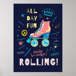 Skateboarder Skateboard hela Roligten Poster
