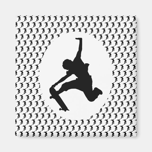 Skateboarder Skateboarding Skateboard Silhouette Magnet (Framsidan)