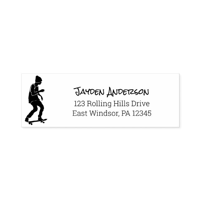 Skateboarder, skateboardringsteman, Returadress Självfärgande Stämpel (Design)