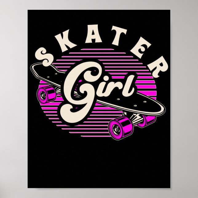 Skateboarder Skater Girl Skateboard Poster (Framsidan)