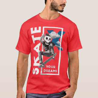 Skateboarder Skeleton Skat Skat Skater T Shirt