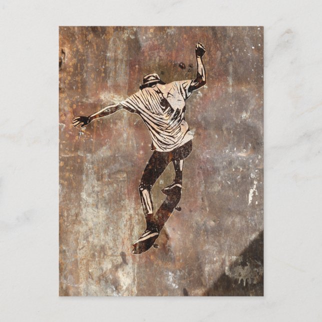 Skateboarder Street Art Stil Vykort (Framsida)
