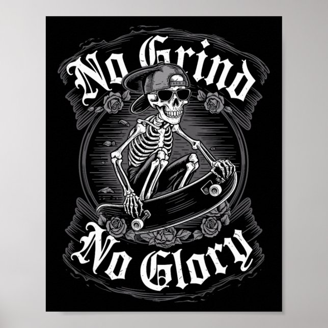 Skateboardercitat Ingen slipning Ingen ära11  Poster (Framsidan)
