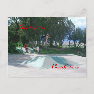 Skateboarders City Park Pueblo, Colorado Postcard Vykort