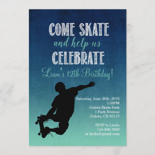 Skateboardfödelsedagsfest inbjudan