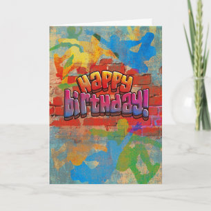 Skateboardgrafittifödelsedag Kort