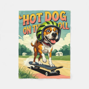 Skateboardhund sommar rolig retro strand fleecefilt