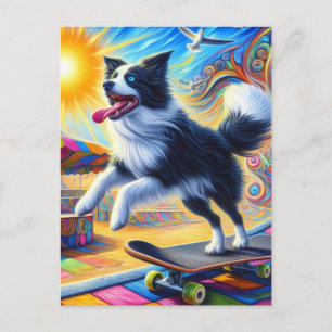 Skateboarding Adsible Surreal Gräns Collie Vykort