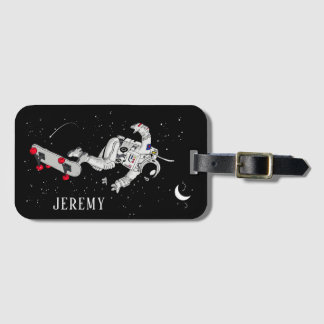 Skateboarding Astronaut Luggage Tag Bagagebricka