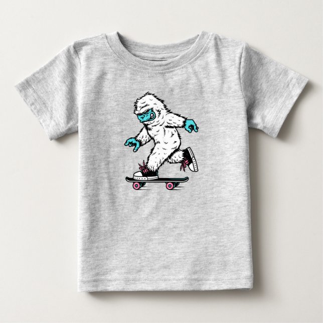 Skateboarding Bigfoot Sasquatch Vild Animal T Shirt (Framsida)