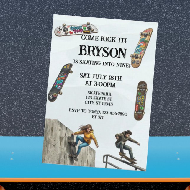 Skateboarding Birthday with Skateboards Inbjudningar (Skapare uppladdad)