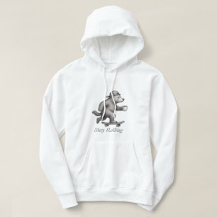 Skateboarding Björn Håll Rullande med Kaffekopp Hoodie