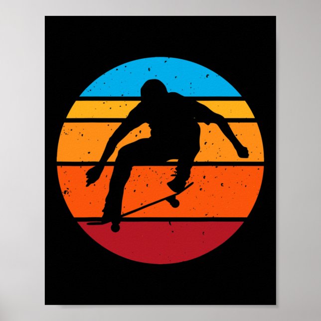 Skateboarding Boy Trick Retro Skater  Poster (Framsidan)