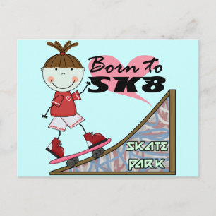 SKATEBOARDING - Brunette Girl Tshirts and Gifts Vykort