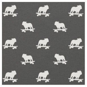 Skateboarding Bulldog Silhouettes Mönster Coola H Tyg