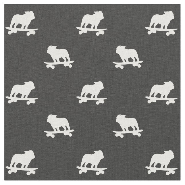 Skateboarding Bulldog Silhouettes Mönster Coola Hu Tyg (Närbild)