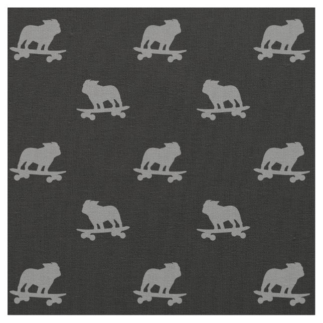 Skateboarding Bulldog Silhouettes Mönster Coola Hu Tyg (Närbild)