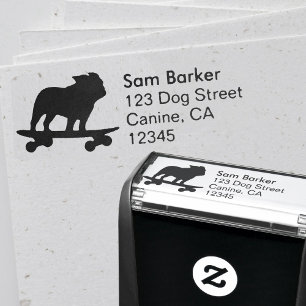 Skateboarding bulldoggSilhouettereturadress Självfärgande Stämpel