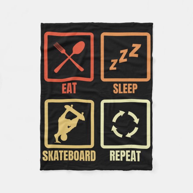 Skateboarding Daily Schedule Skateboarder Skateboa Fleecefilt (Framsidan)