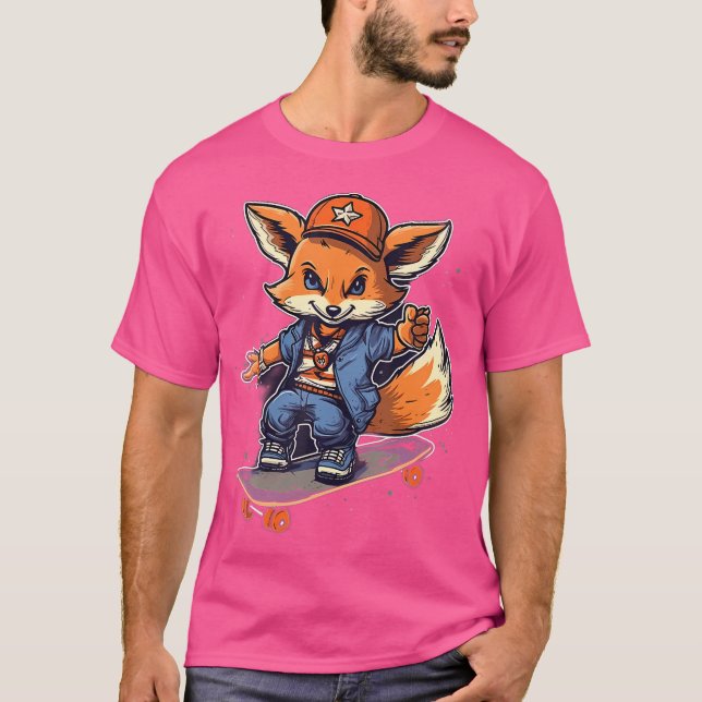 Skateboarding Fox Skateboard T Shirt (Framsida)