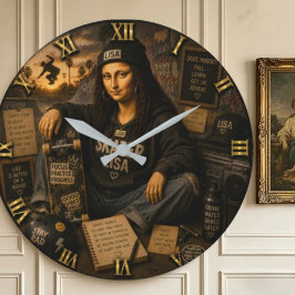 Skateboarding Funny Mona Lisa Skater Gift Stor Klocka