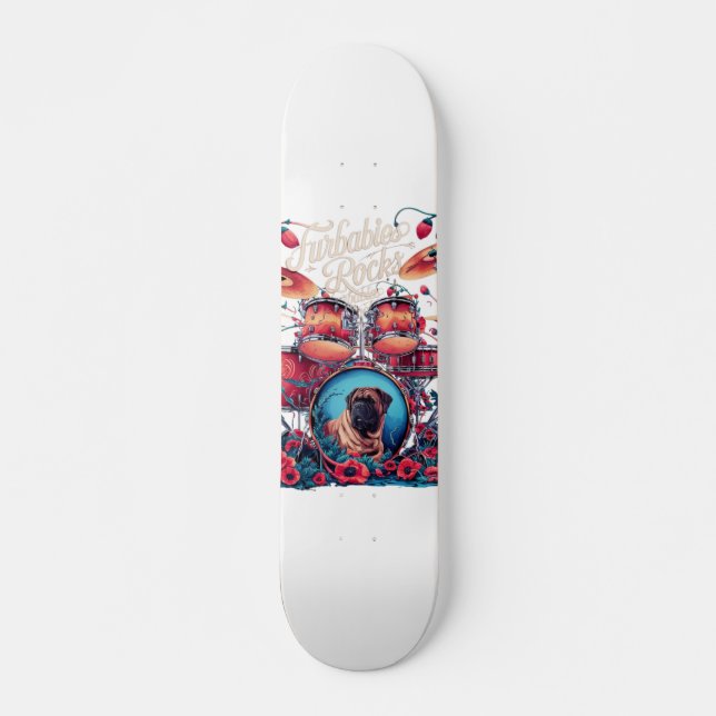 Skateboarding FurBaby Art - Sten & Roll Vibes on Mini Skateboard Bräda 18,5 Cm (Framsida)
