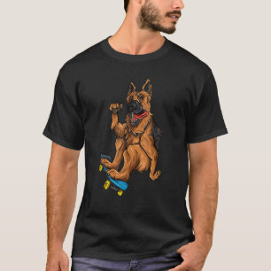 Skateboarding German Shepherd Cute Hund Skateboard T Shirt