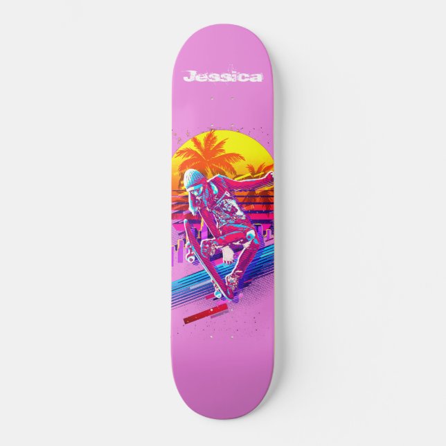 Skateboarding Girl Mini Skateboard Bräda 18,5 Cm (Framsida)