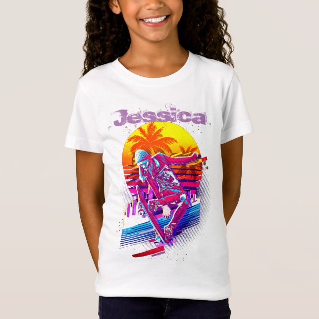 Skateboarding Girl T Shirt (Framsida)