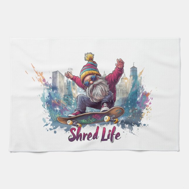 Skateboarding Gnome, Coola Life -  Kökshandduk (Horisontell)