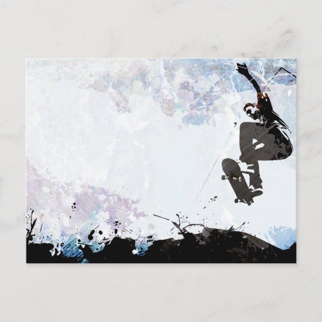 Skateboarding Grunge Layout Vykort (Framsida)