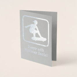 Skateboarding Guy - Own Photo Inside - Customized Folierat Kort