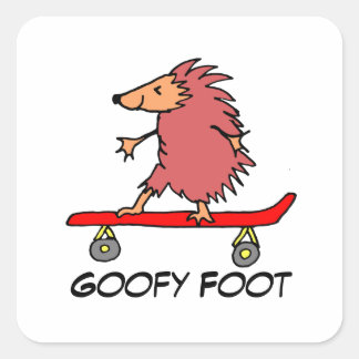 Skateboarding Hedgehog Goofy Foot Fyrkantigt Klistermärke