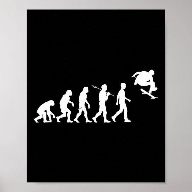 Skateboarding Humanity Evolved To Jump High Fun Sk Poster (Framsidan)
