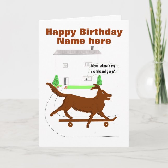 Skateboarding Hund Birday Card Kort (Framsida)