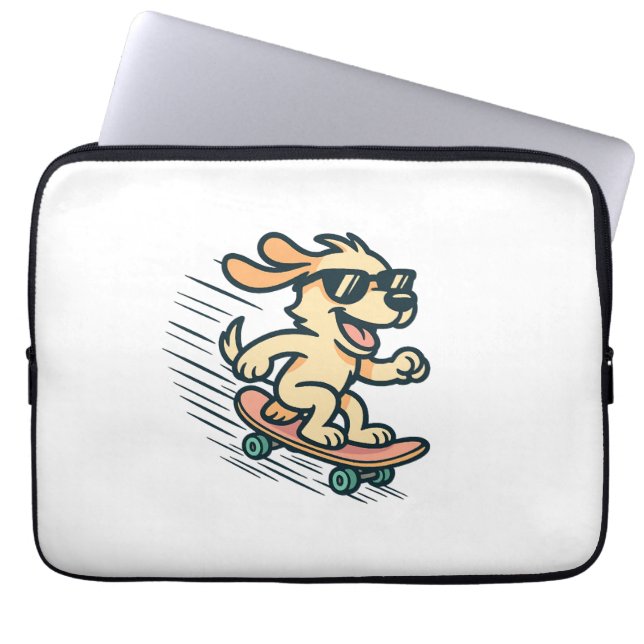 Skateboarding Hund Laptop Fodral (Framsidan)