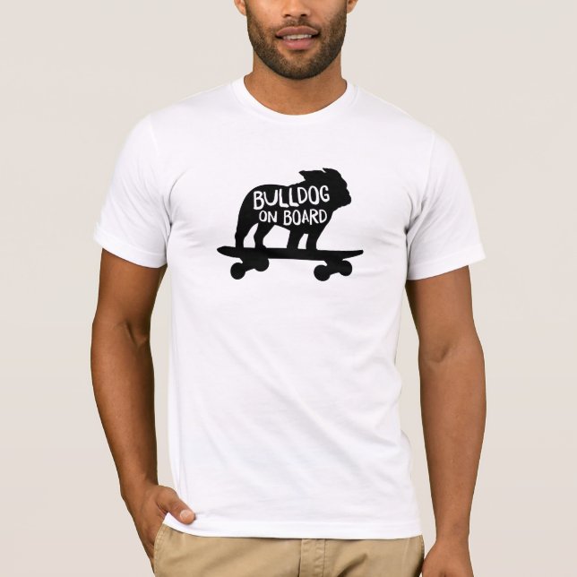 Skateboarding Hund Silhouette | Bulldog ombord T Shirt (Framsida)