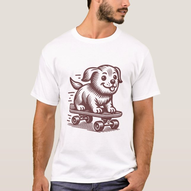 Skateboarding hund T-shirt (Framsida)