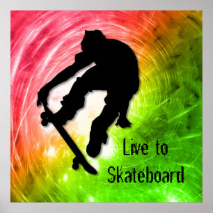 Skateboarding i en Psykedelisk cyklon Poster