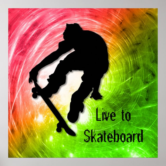 Skateboarding i en Psykedelisk cyklon Poster (Framsidan)