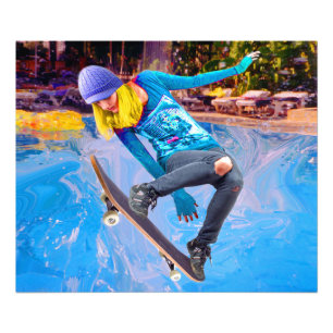 Skateboarding i Vatten Fototryck