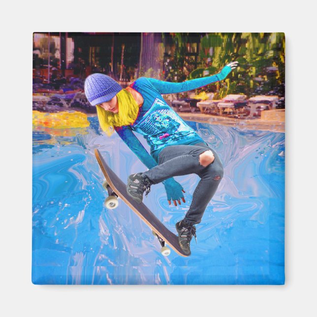 Skateboarding i Vatten Magnet (Framsidan)
