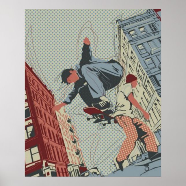 Skateboarding in the City Poster (Framsidan)